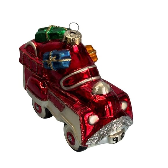 Crown Reflections 1998 Blown Glass Fire Truck Ornament With Gifts In Original Bo - Picture 1 of 7